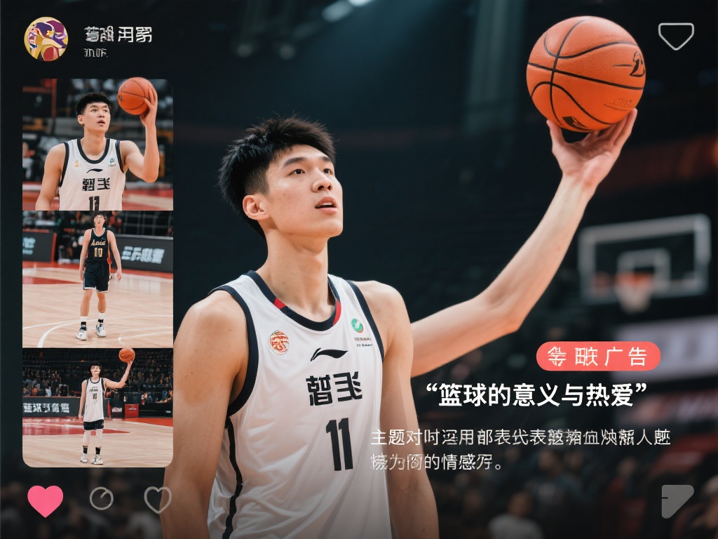 在社交媒体上，年轻篮球运动员曾凡博的一组